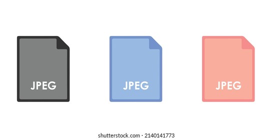 Icono de vector de concepto de archivo JPEG. Símbolo de icono de diseño plano del vector de documento JPEG aislado en fondo blanco con dos conceptos de color diferentes. 