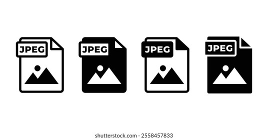 JPEG file format document icon symbol sign vector design black white color illustration collection isolated