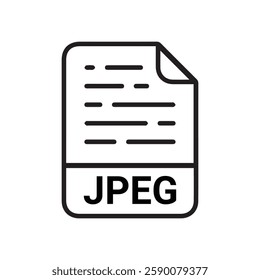 JPEG file icon set. JPEG file type symbol. File JPEG format icon in black filled and outlined style isolated on transparent background. 