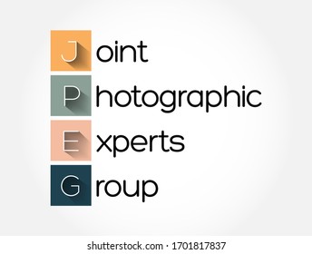 JPEG - Joint Photographic Experts Group acronym, concept background