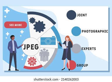 JPEG - Joint Photographic Experts Group acronym. business concept background. vector illustration concept with keywords and icons. lettering illustration with icons for web banner, flyer, landing pag