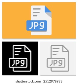 Formato de archivo de documento JPG. conjunto de iconos de formato de archivo plano con varias opciones de color. Se puede utilizar para Sitios web, interfaz de usuario e interfaces.