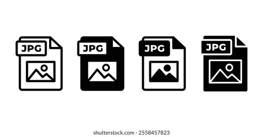 JPG file format document icon symbol vector design black white color flat illustration collection isolated