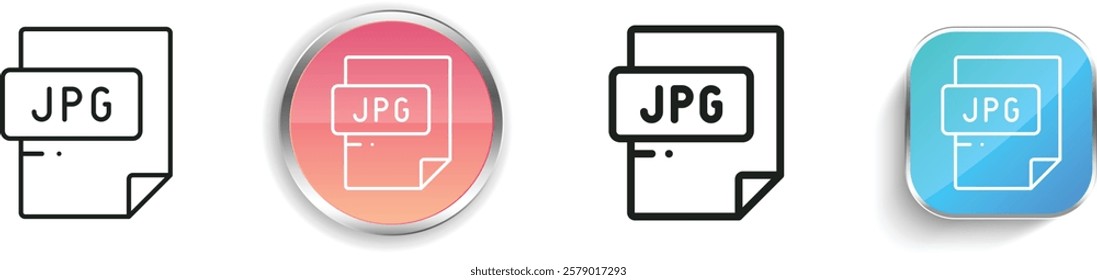 jpg file format icon. Thin Linear, Regular and Button Style Design Isolated On White Background