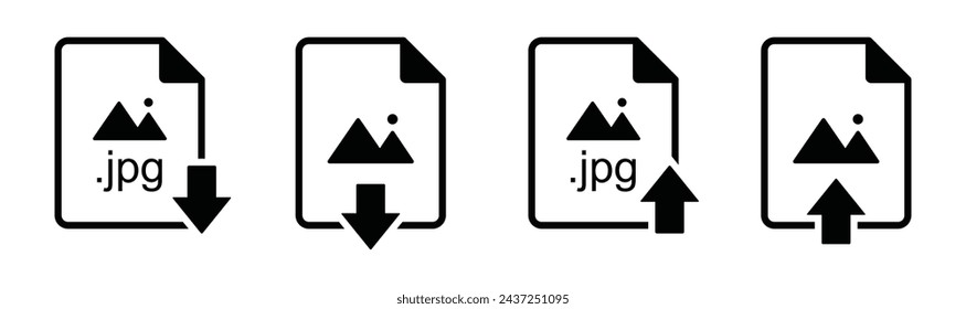 Jpg file format icon, Jpg file upload and download icon, vector illustration