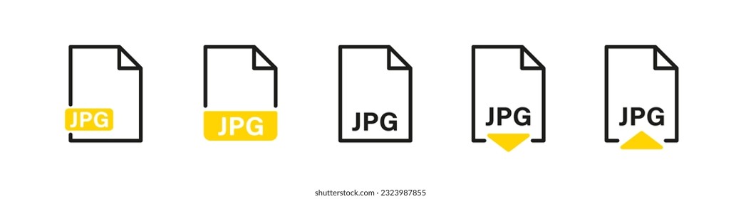 Jpg file format type icon. Document page button.