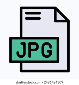 JPG File Format Vector Icon, Lineal Color Isolated Vector Icon.