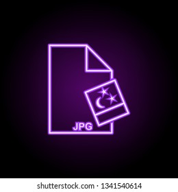 jpg file icon. Elements of Web in neon style icons. Simple icon for websites, web design, mobile app, info graphics