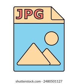 JPG File. Icon of image file format for storing digital photos and graphics.