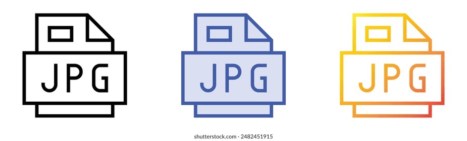 jpg file icon. Linear, Blue Fill and Gradient Style Design Isolated On White Background