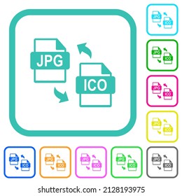 JPG ICO file conversion vivid colored flat icons in curved borders on white background