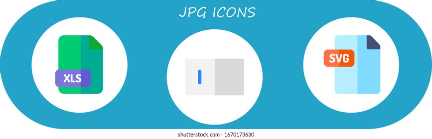 jpg icon set. 3 flat jpg icons.  Simple modern icons such as: xls, type, svg