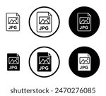 Jpg icon set. jpeg file type vector icon. image picture file jpg format sign suitable for apps and websites UI designs.