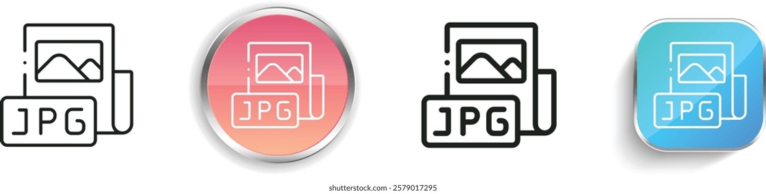 jpg icon. Thin Linear, Regular and Button Style Design Isolated On White Background