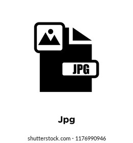 Jpg icon vector isolated on white background, logo concept of Jpg sign on transparent background, filled black symbol