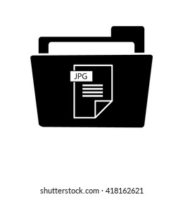 jpg icon - white vector icon;  black folder