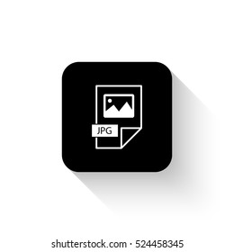 jpg icon - white vector  icon with shadow