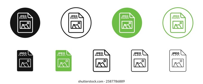 Jpg icons in black and green colors collection