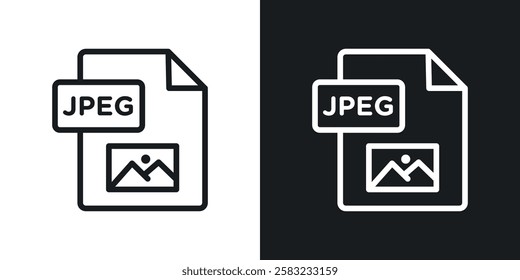 Jpg icons in black and white liner strokes for web design.