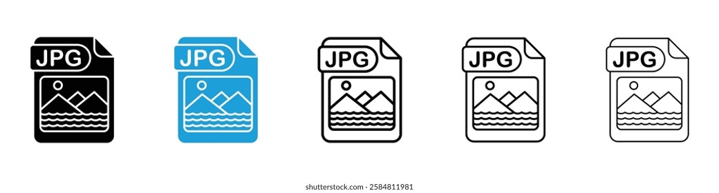 Jpg icons collection vectors in black and blue