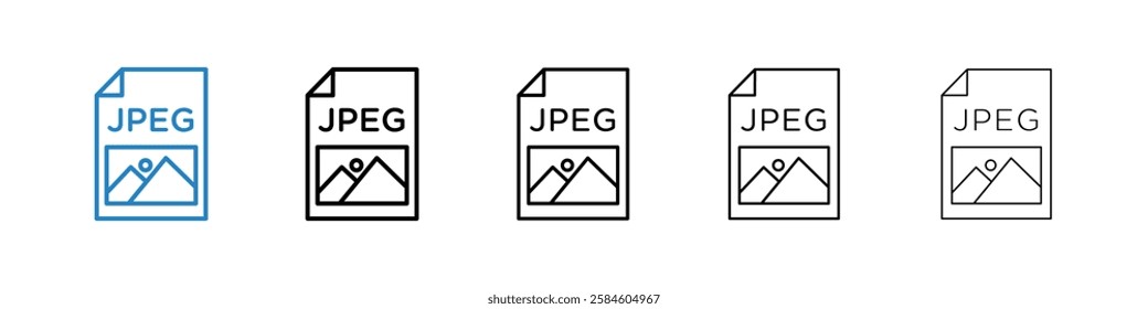 Jpg icons in five different stroke sizes