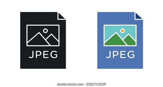 Jpg icons set vectors black and colored style