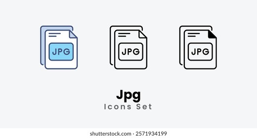 Jpg Icons thin line and glyph vector icon stock illustration