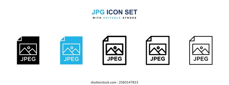 Jpg icons vector collection in black and blue colors on white background