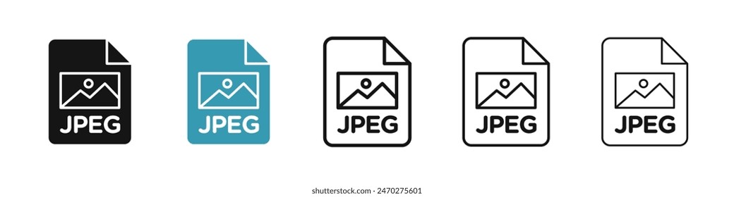 Jpg line icon set. jpeg file type vector icon. image picture file jpg format sign for UI designs.