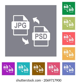 JPG PSD file conversion flat icons on simple color square backgrounds