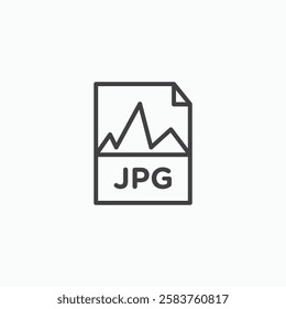 Jpg vector icon isolated in black line