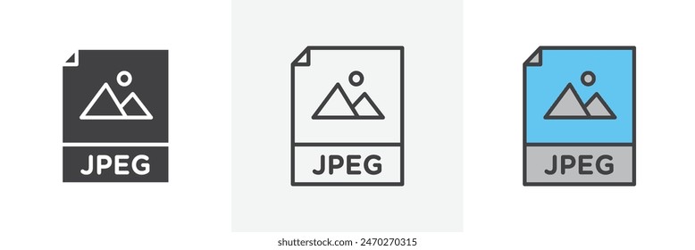 Jpg vector set. Jpeg file type graphic. Image picture file jpg format icon.