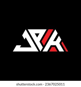Diseño del logotipo de la letra triangular JPK con forma triangular. Monograma de diseño del logotipo del triángulo JPK. Plantilla de logotipo vectorial de triángulo JPK con color rojo. Logotipo triangular JPK Diseño sencillo, elegante y lujoso.