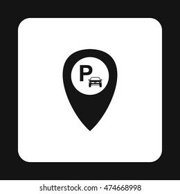 JPS parking sign icon in simple style isolated on white background. Transport and service symbol