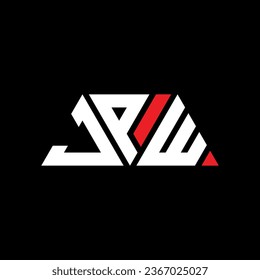 JPW triangle letter logo design with triangle shape. JPW triangle logo design monogram. JPW triangle vector logo template with red color. JPW triangular logo Simple, Elegant, and Luxurious design.
