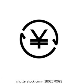 JPY / CNY Symbol circled by arrow, Money flow, Exchange, Circulation, Japanese Yen, Chinese Yuan