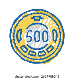 jpy coin doodle icon sketch vector. jpy coin sign. isolated symbol illustration