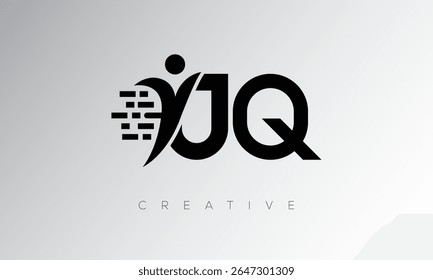 JQ Creative Digital Monogram Logo – Futuristic Letter mark Design Featuring Human Shape, Pixel Motion and Minimal Tech Style for Innovative Branding Identity