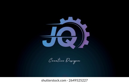JQ Gear Fusion Logo – Industrial Tech-Inspired Letter mark Futuristic Industrial Letter Mark Design for Technology and Engineering Brands.