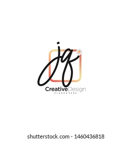 JQ initial handwriting with color logo icon template vector.