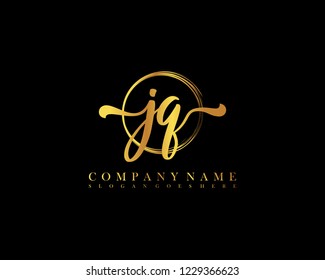 JQ initial handwriting logo circle template vector
