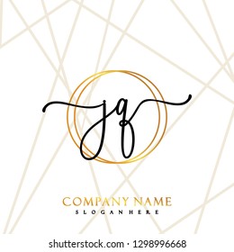 JQ Initial Handwriting logo template vector