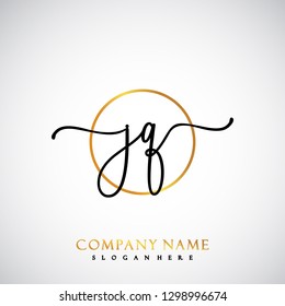 JQ Initial Handwriting logo template vector