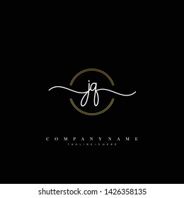 JQ initial handwriting logo template vector