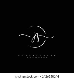 JQ initial handwriting logo template vector