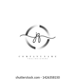 JQ initial handwriting logo template vector