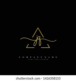JQ initial handwriting logo template vector