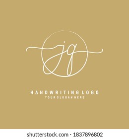 JQ Initial handwriting logo template vector