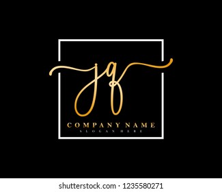 JQ Initial handwriting square minimalist logo vector