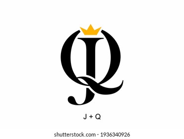 JQ initial letter with crown design
